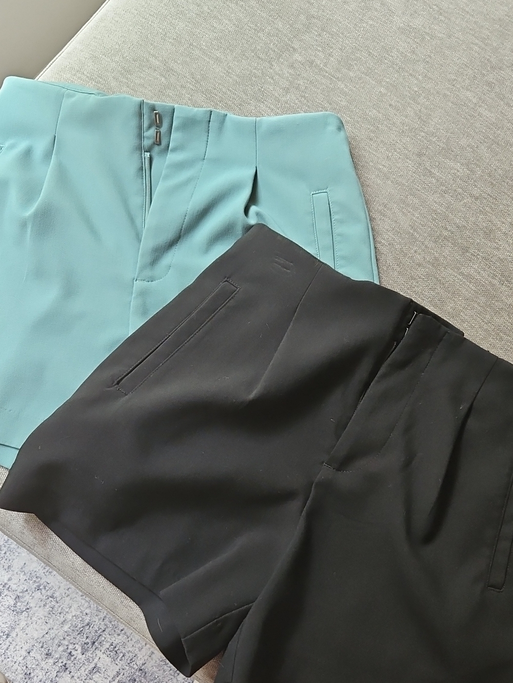 2 Pairs - A New Day Tailored Trouser Shorts - Sage Green And Black Size 4